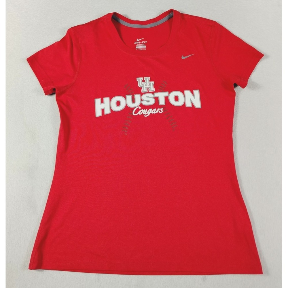 Nike Dri Fit Short Sleeve Shirt Womens Medium Red Houston Cougars Basketball